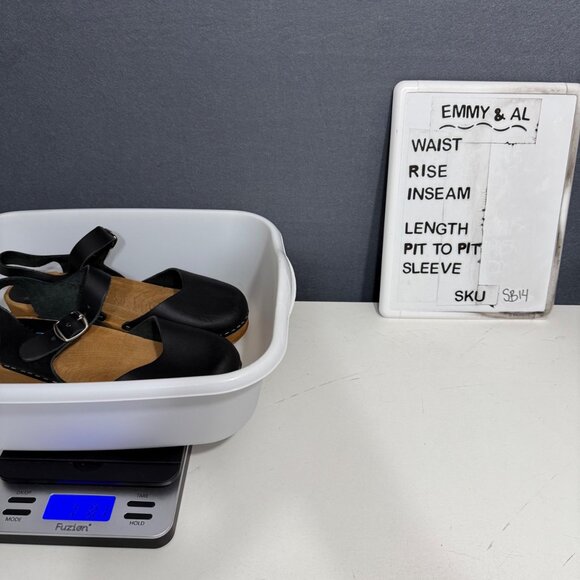 MIA Sofia Leather Wooden Block Heel Clog Shoe Size EU 39/US 8.5-9 Black Swedish - Picture 14 of 14